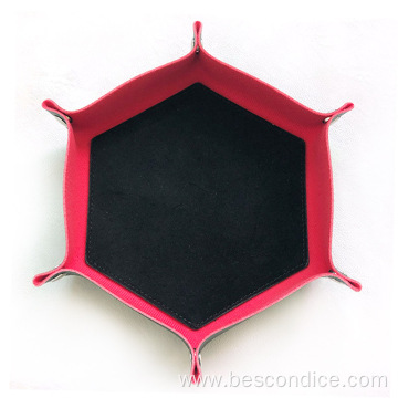 Bescon Hexagon Folding PU Leather and Velvet Dice Tray, Portable Dice Holder for DND, RPG, MTG Dice Gaming D&D Table Games
